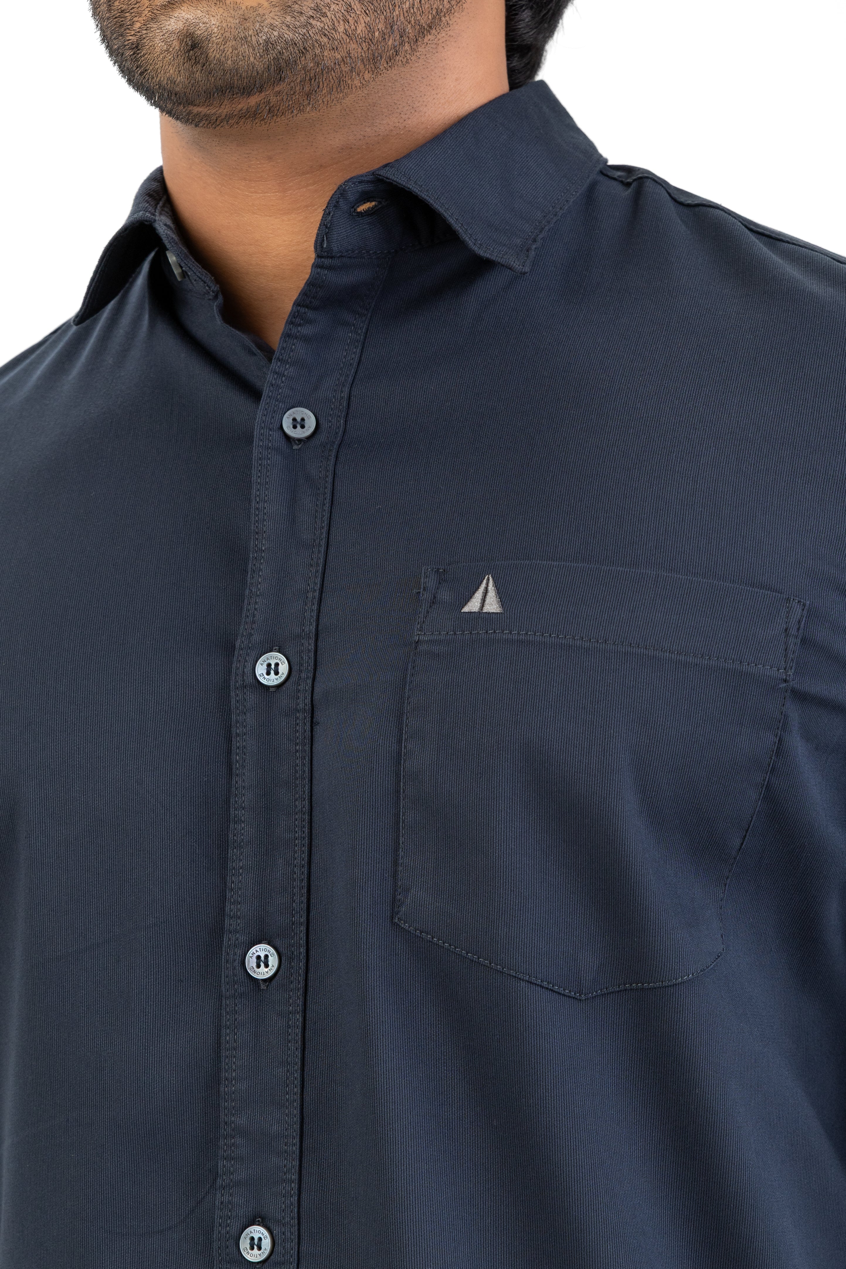 Cord Lycra Stretch Shirt – Navy