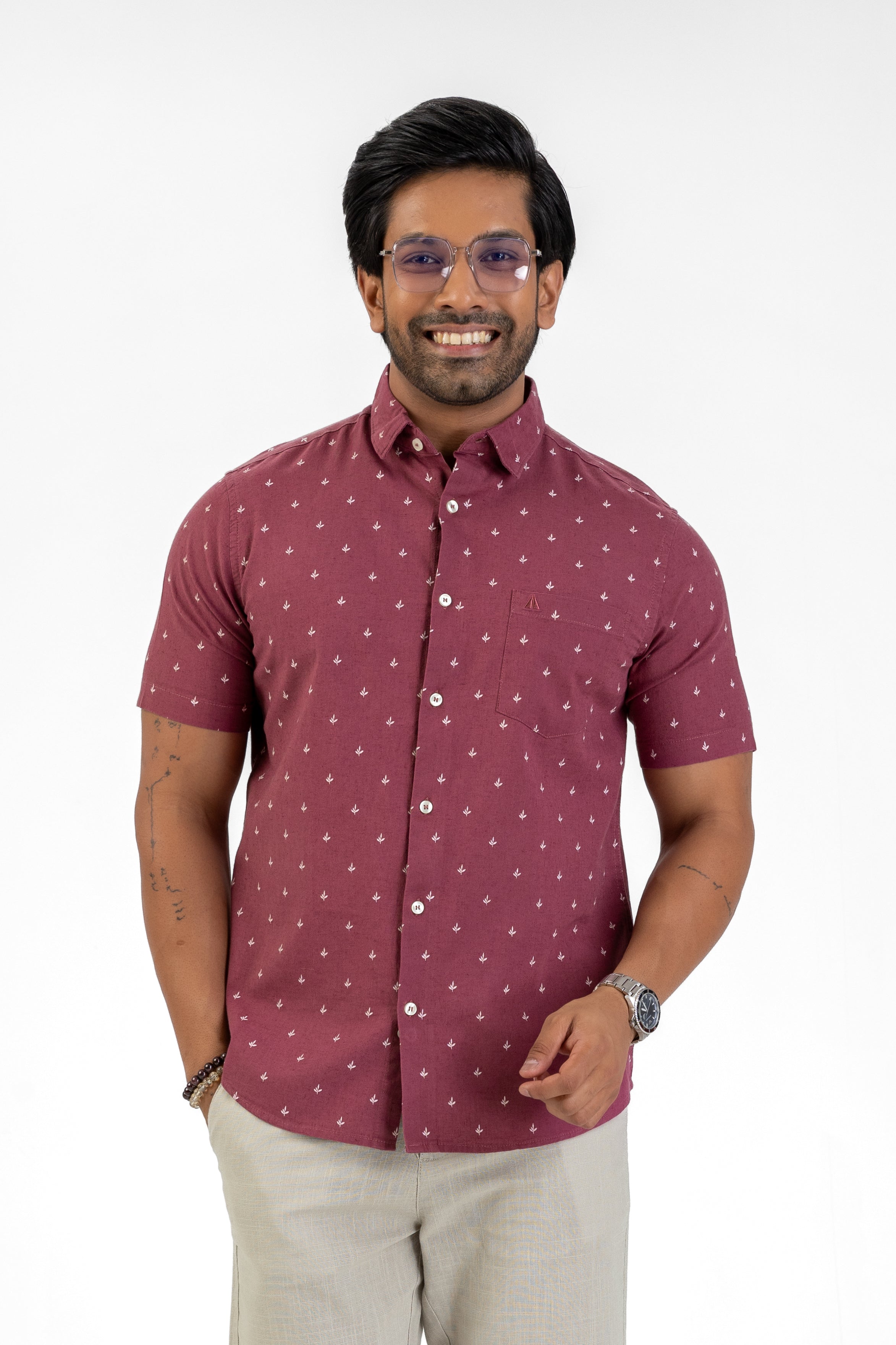 AnationZ Heritage Linen Printed Short Sleeve Shirt -  Sri Lanka

