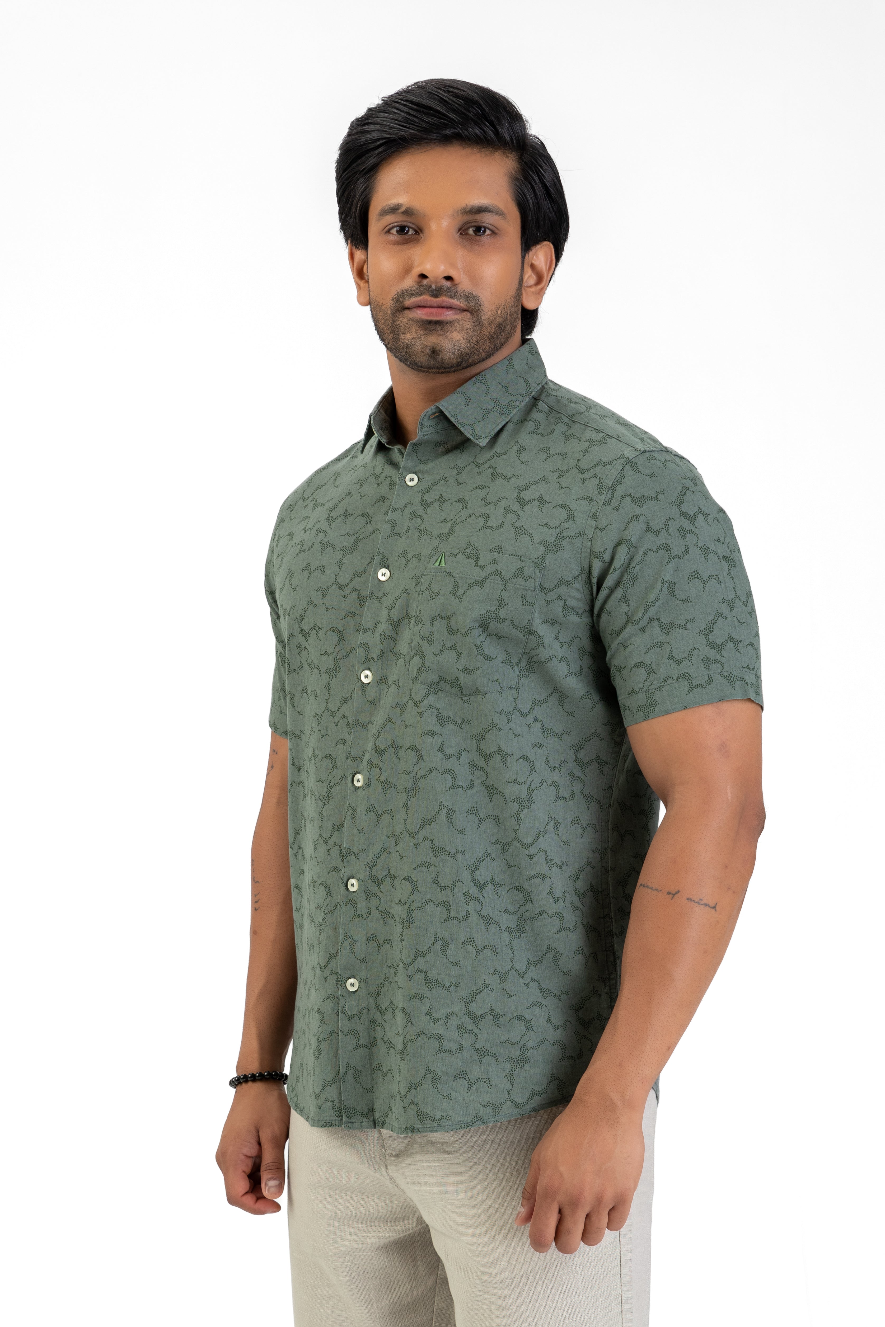 AnationZ Heritage Linen Printed Short Sleeve Shirt -  Sri Lanka
