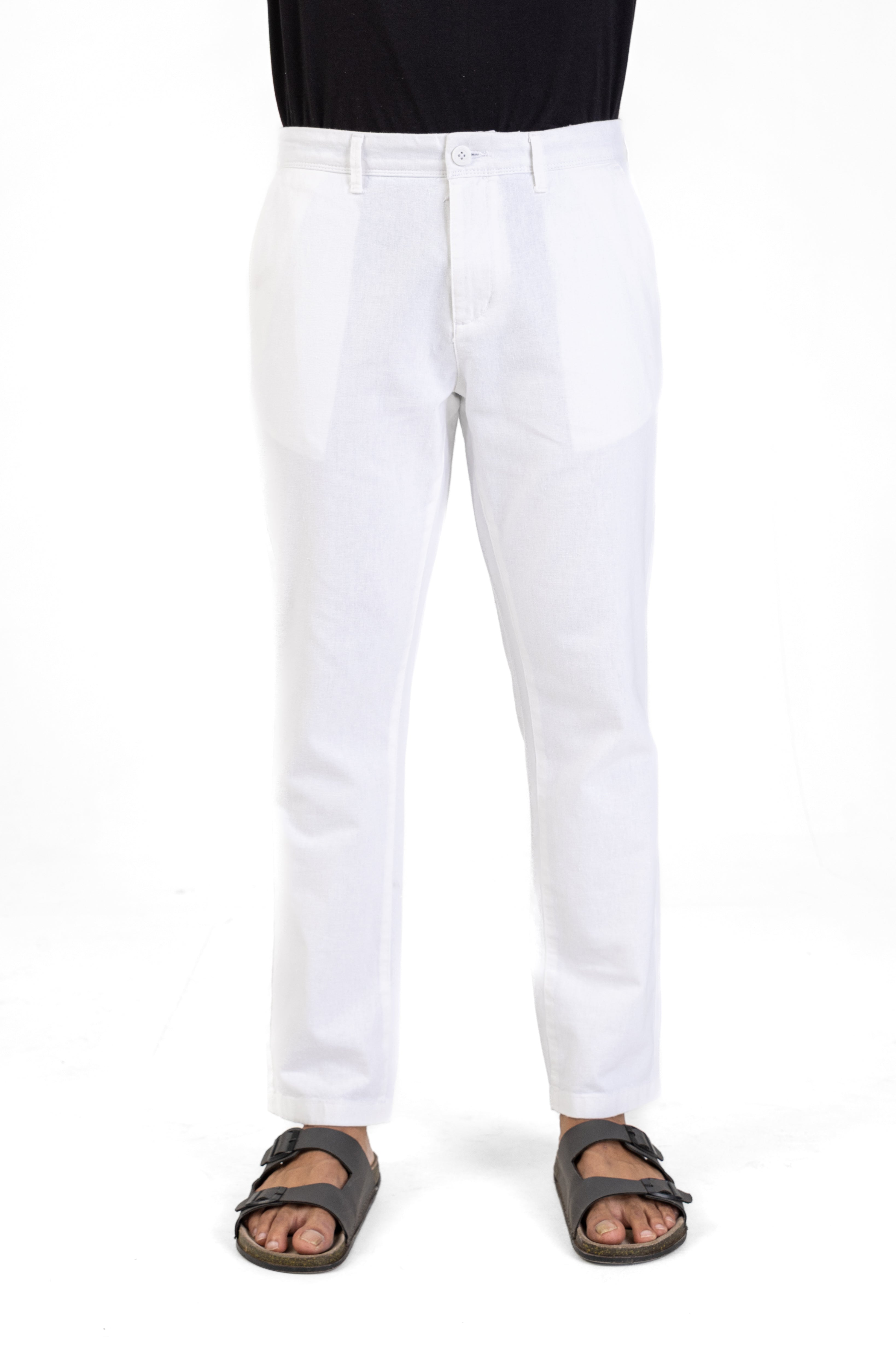 Linen Cotton Basic Pant – White