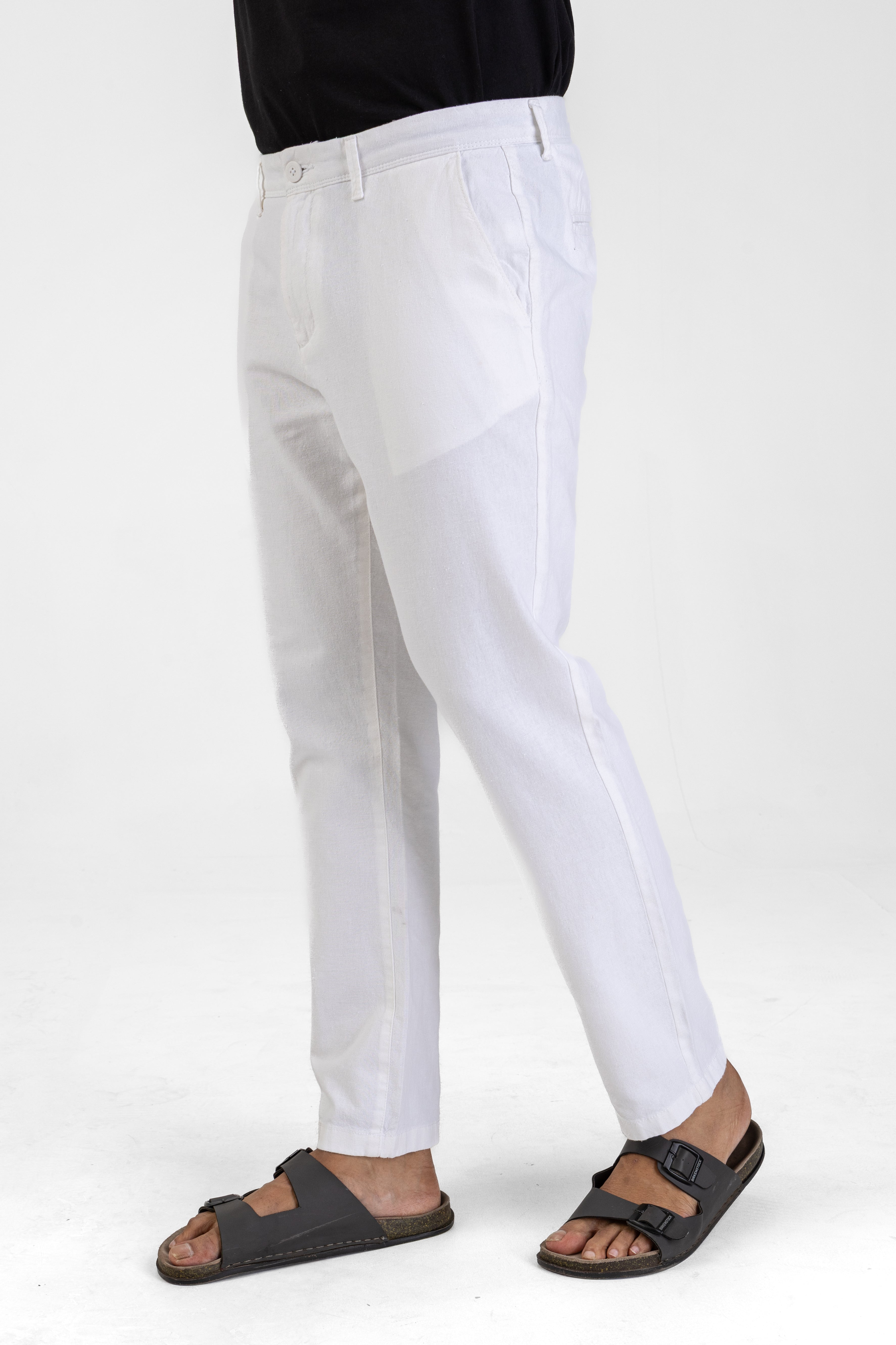 Linen Cotton Basic Pant – White