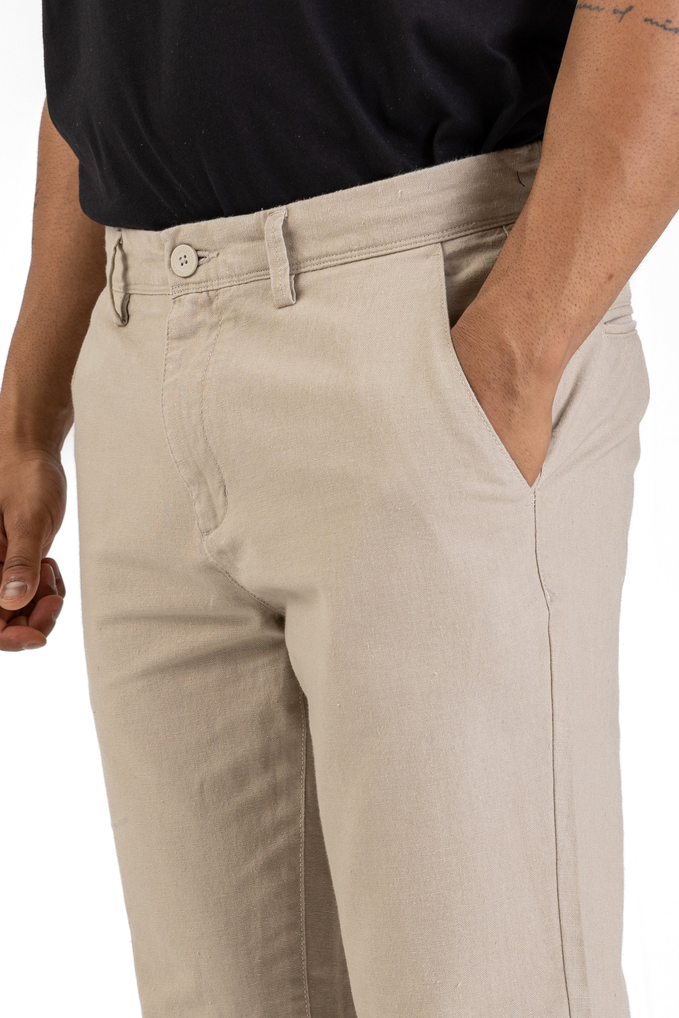 Linen Cotton Basic Pant – Natural