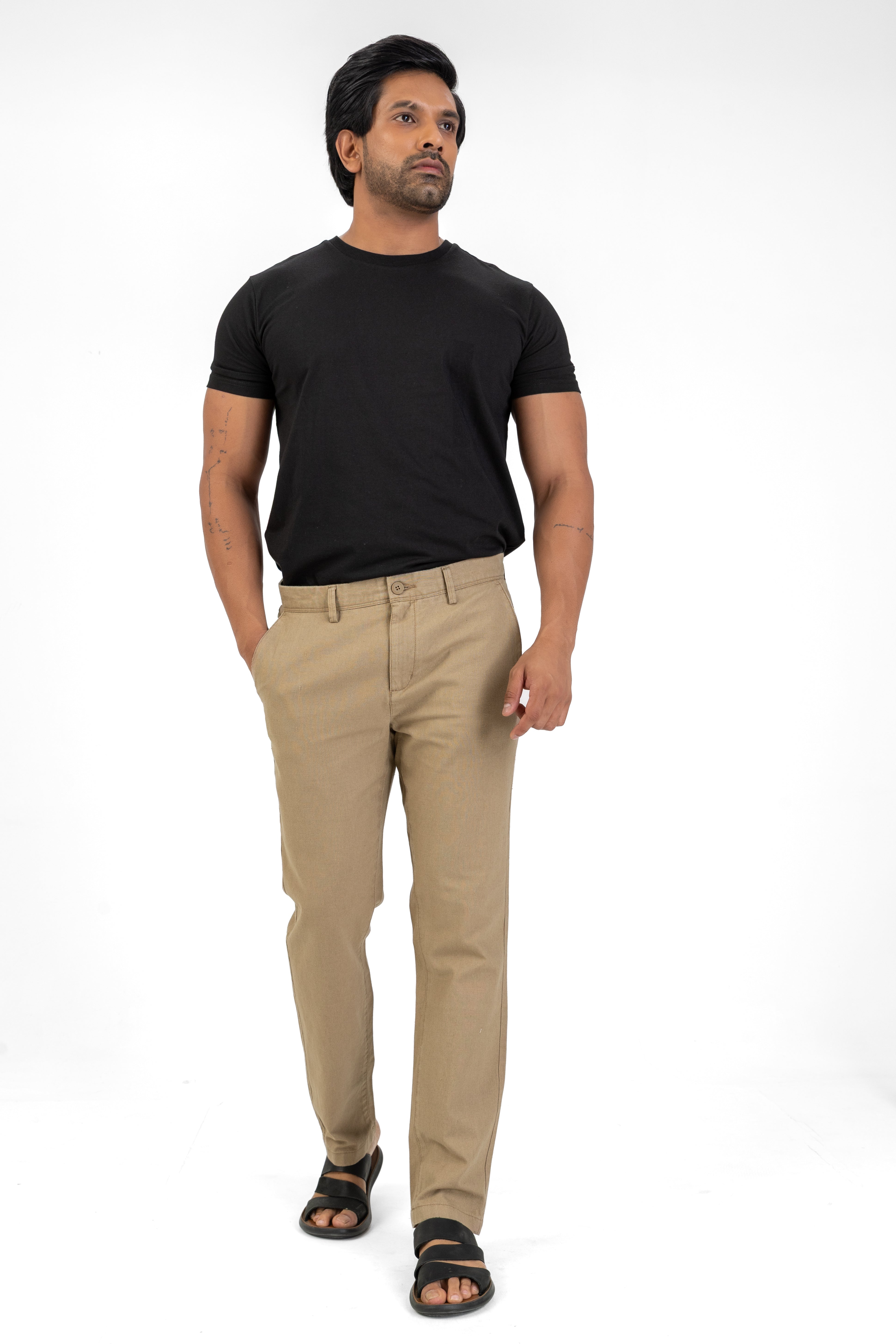 Linen Cotton Basic Pant – Sand