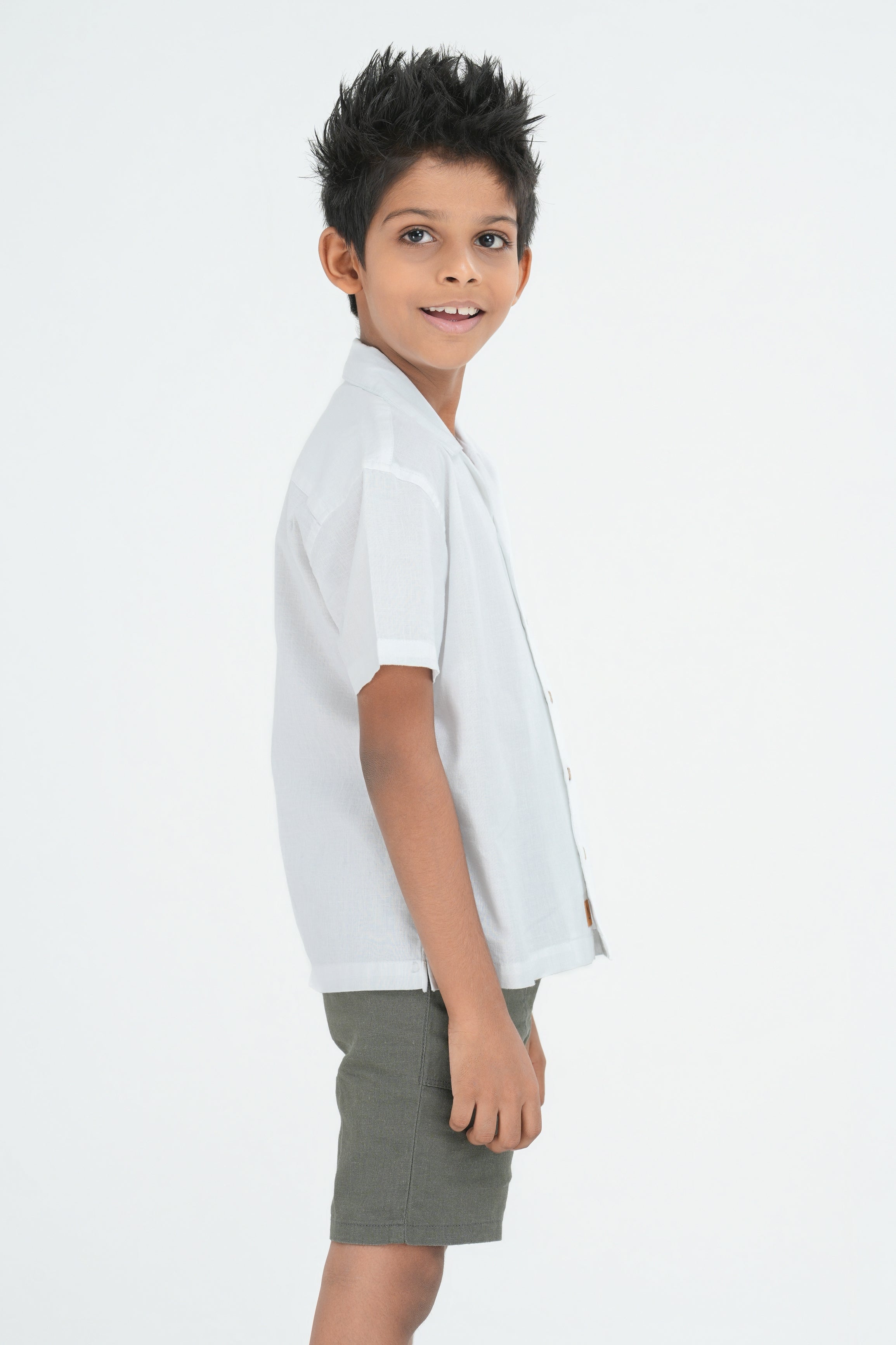 Kids' Linen Cotton Shirt – Natural White | AnationZ Junior
