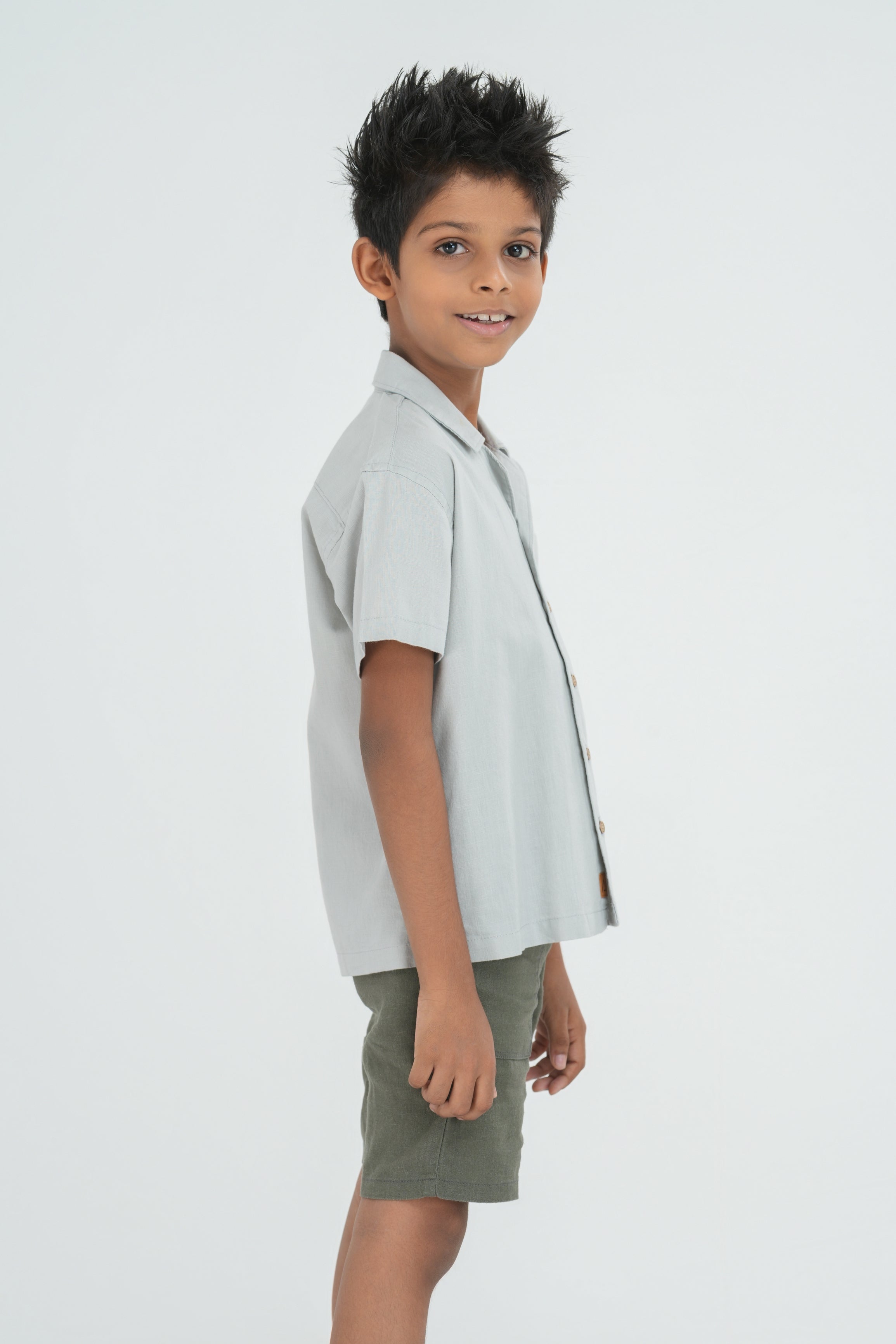 Kids' Linen Cotton Shirt – Light Sage | AnationZ Junior