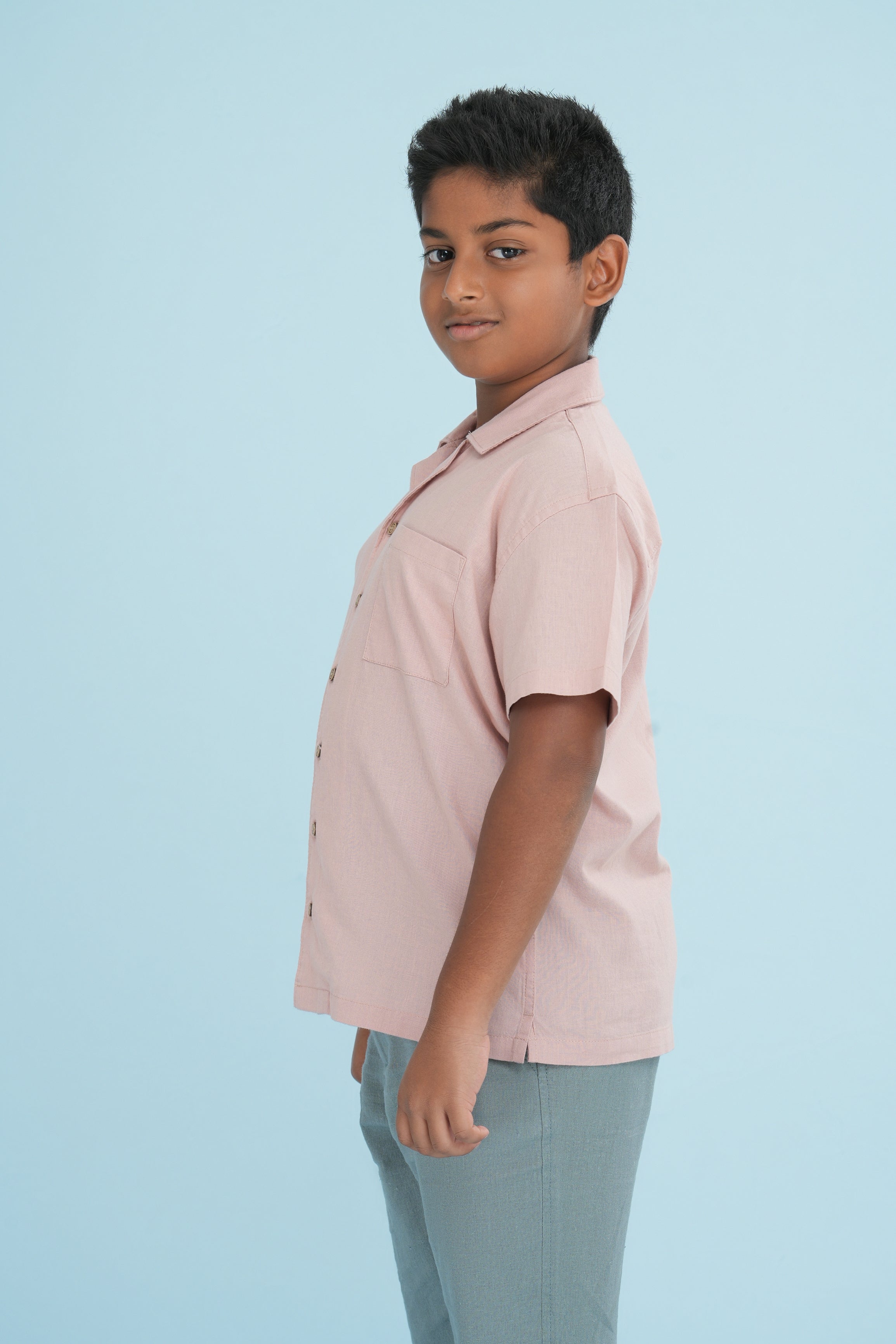 Kids' Linen Cotton Shirt – Peach Beige | AnationZ Junior