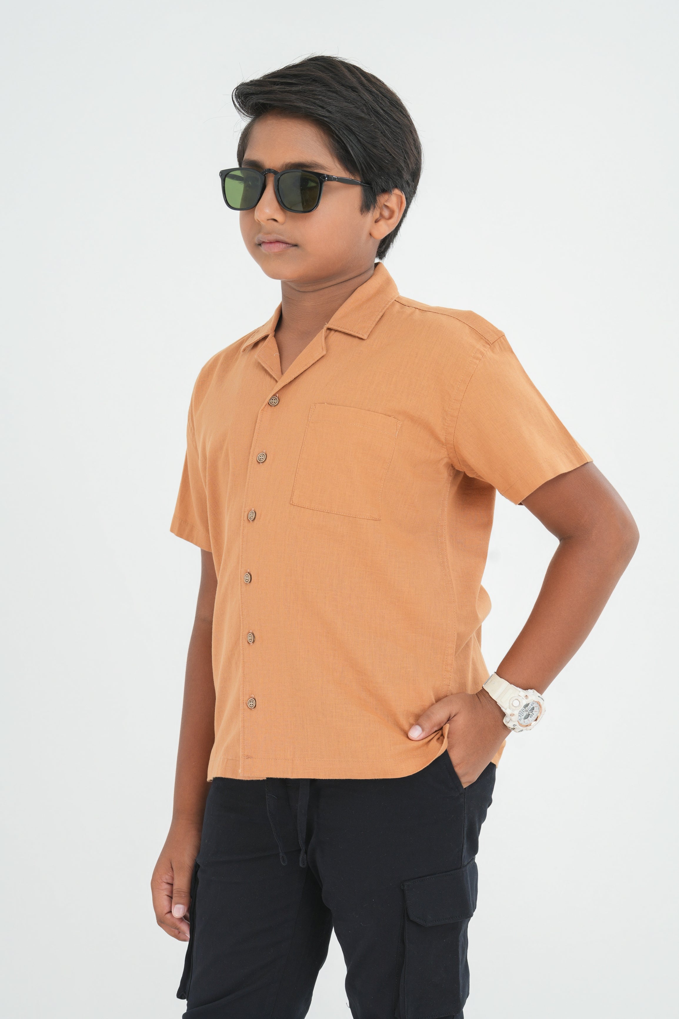 Kids' Linen Cotton Shirt – Honey Ochre | AnationZ Junior