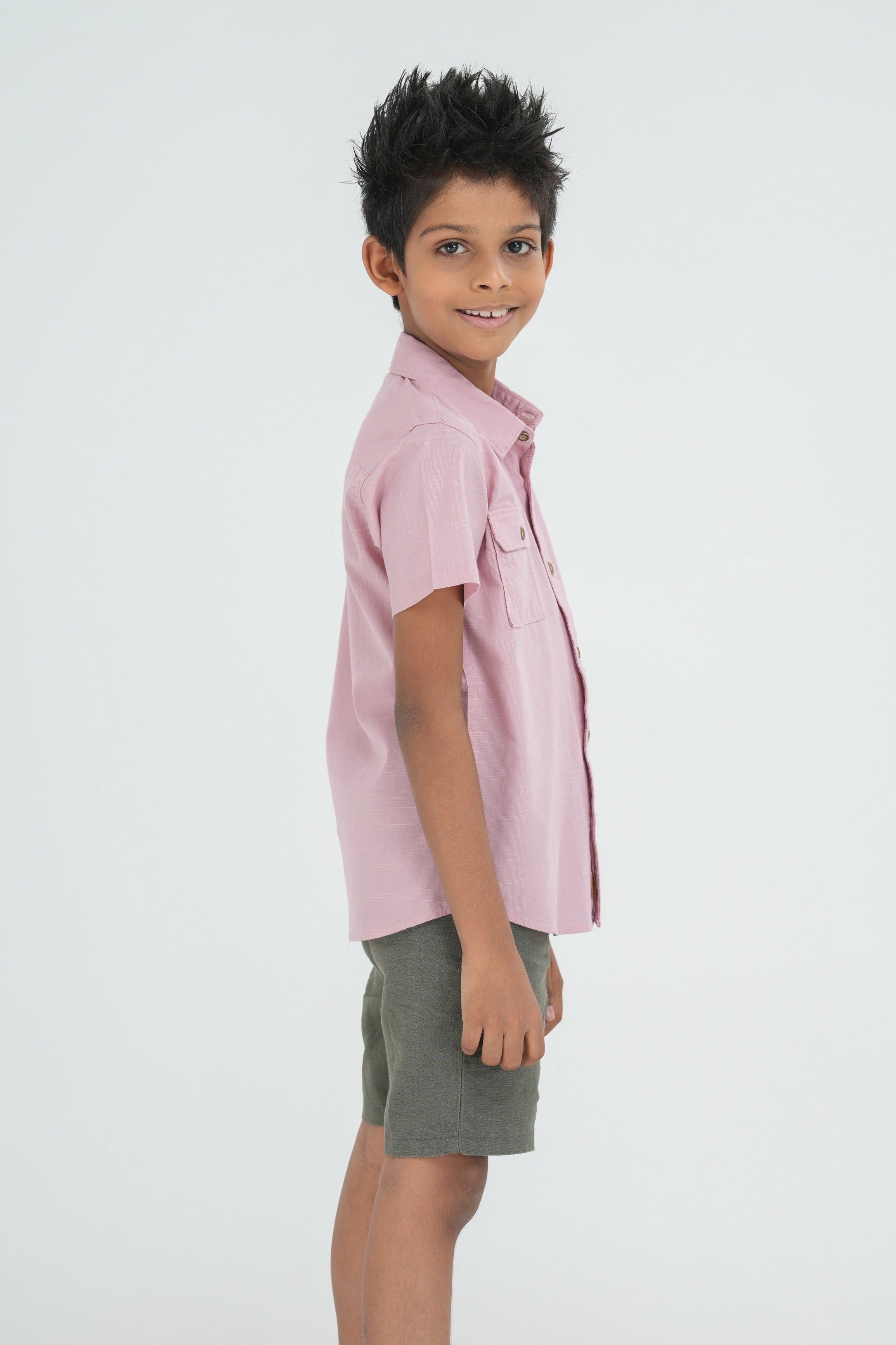 Kids' Cotton Shirt with Double Pocket Flap – Dusty Coral | AnationZ Junior