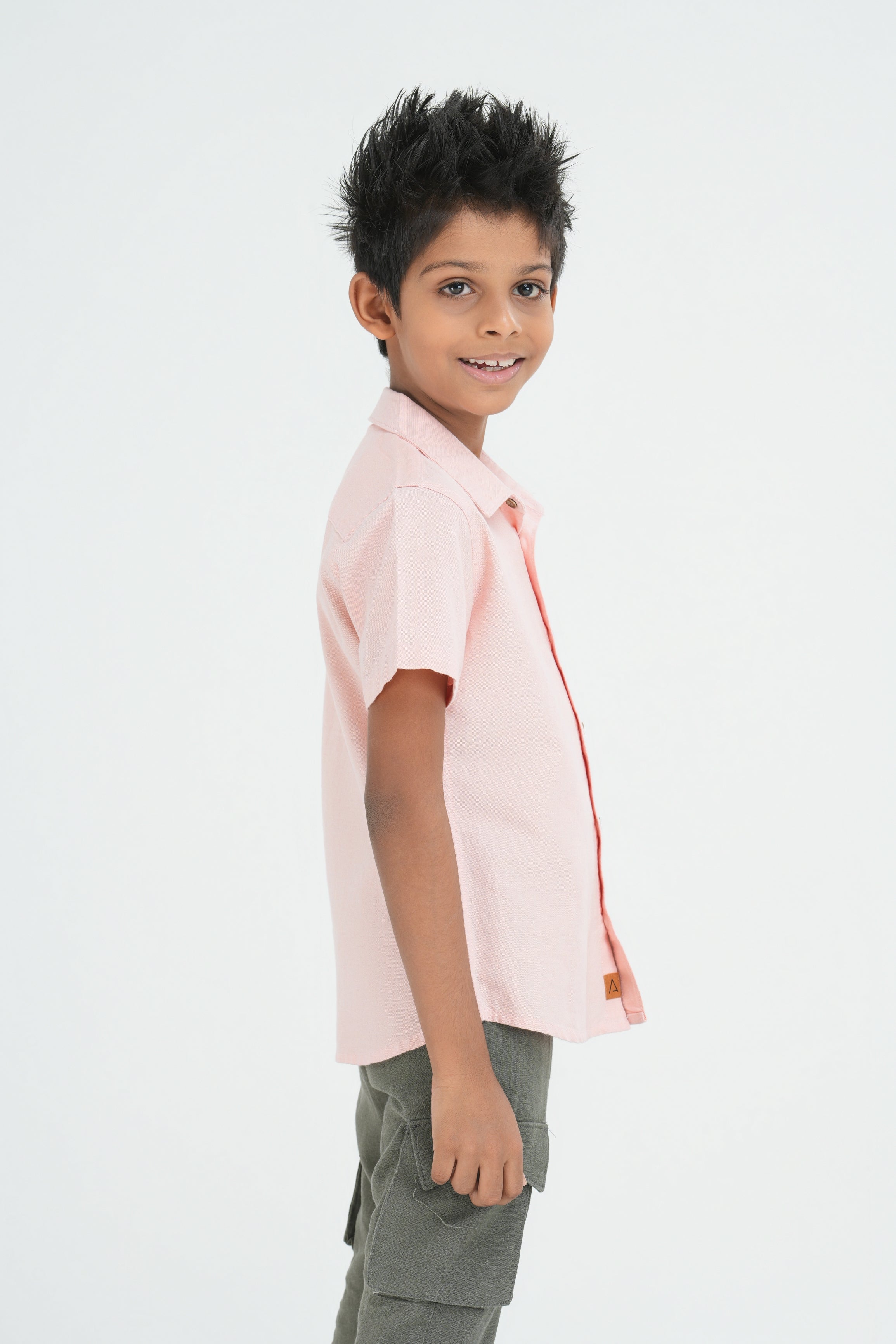 Kids' Normal Collar Linen Shirt – Peach | AnationZ Junior