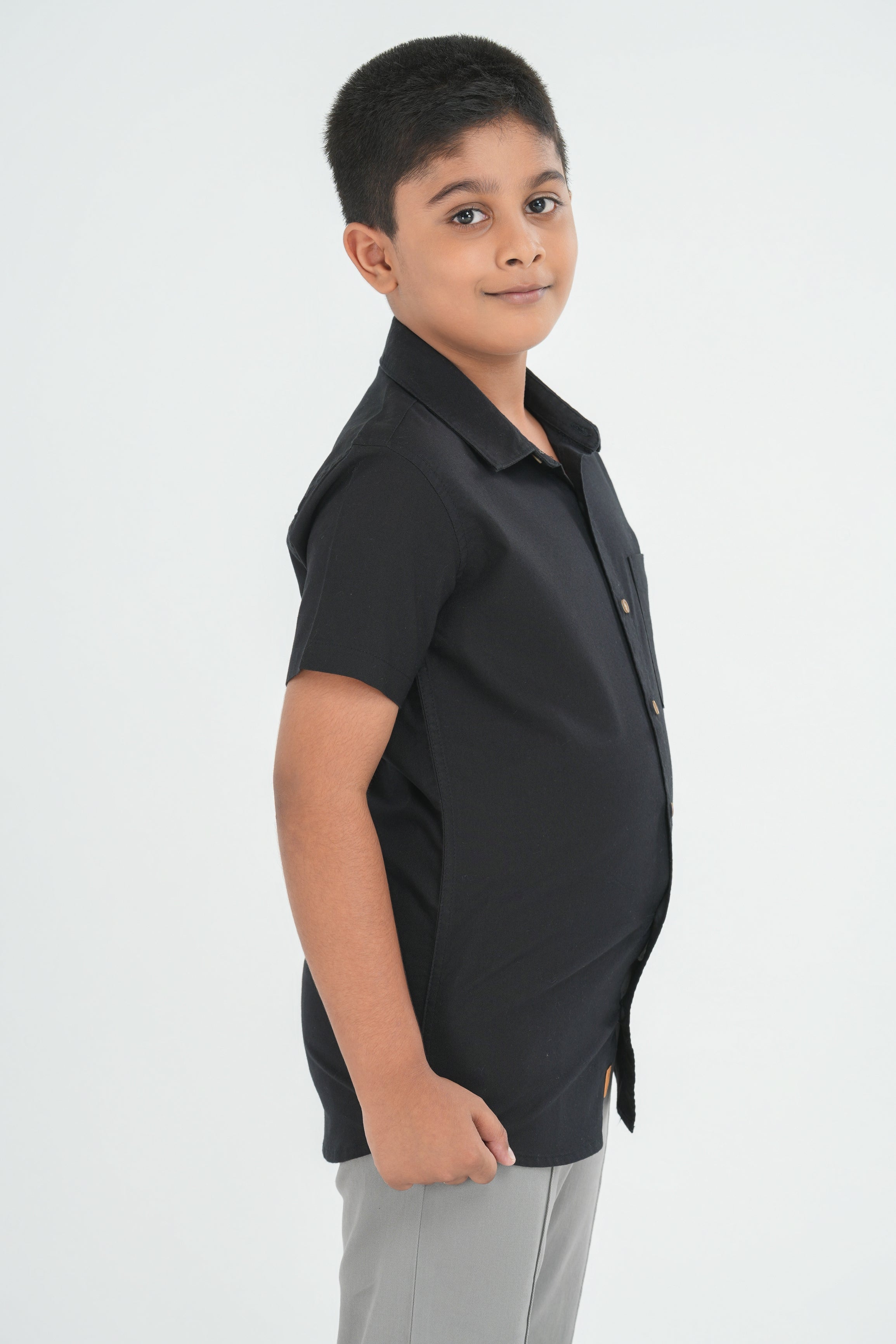 Kids' Oxford Cotton Shirt – Black | AnationZ Junior