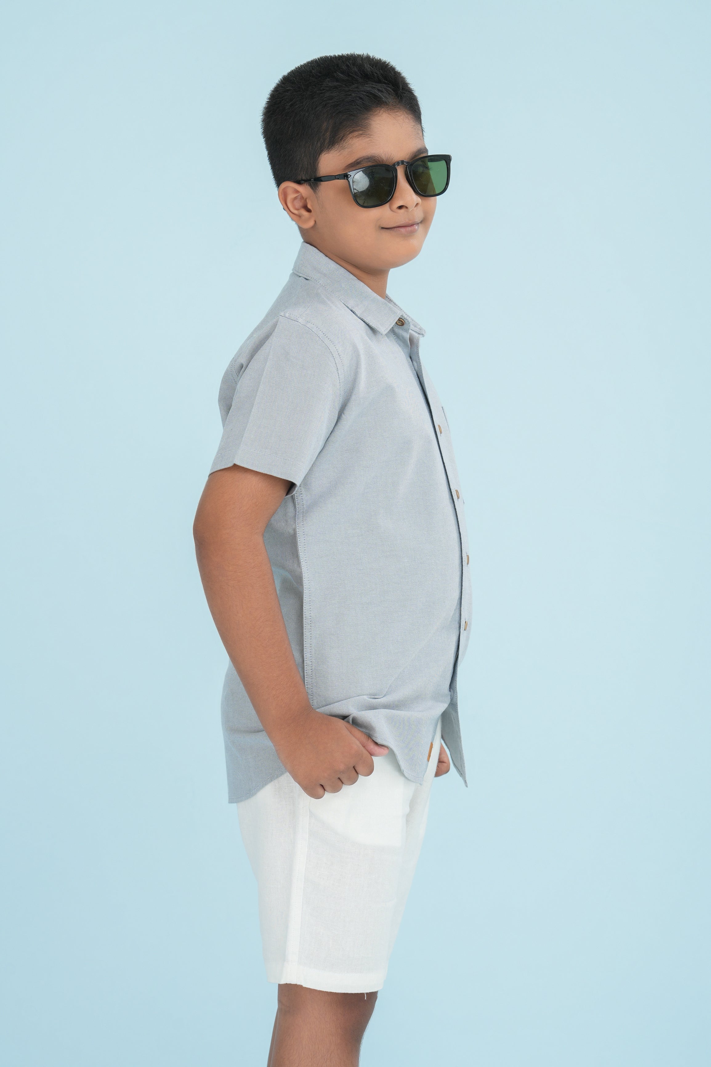 Kids' Oxford Cotton Shirt – Light Grey | AnationZ Junior