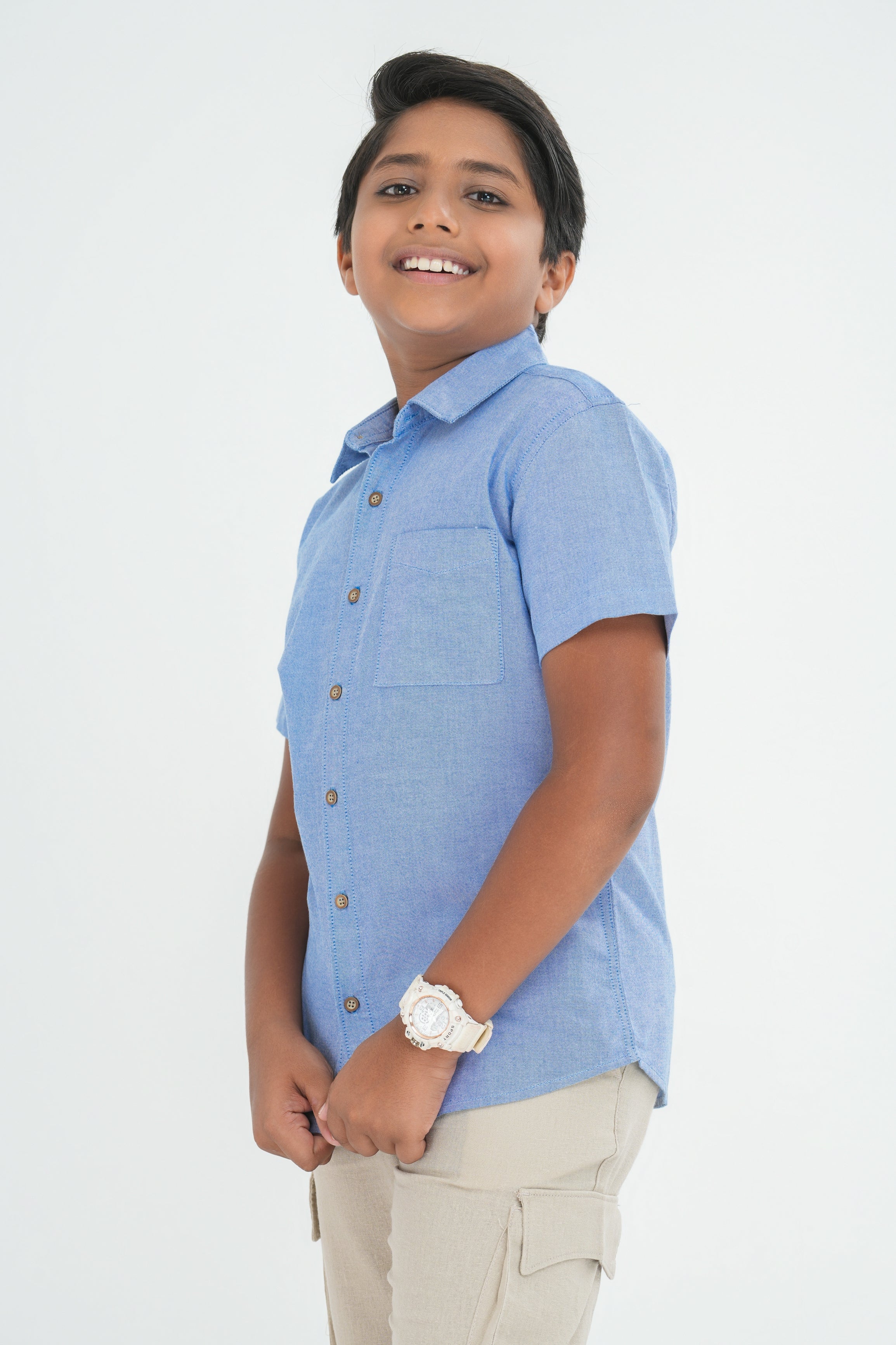 Kids' Oxford Cotton Shirt – Chambray Blue | AnationZ Junior
