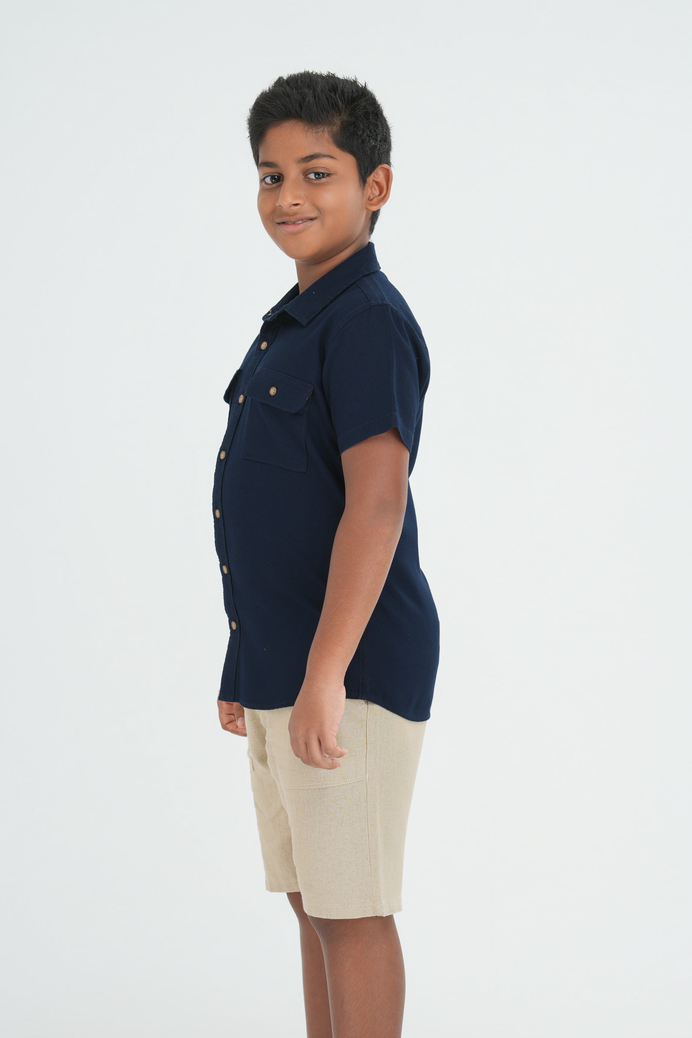 Kids' Normal Collar Cotton Shirt – Navy | AnationZ Junior
