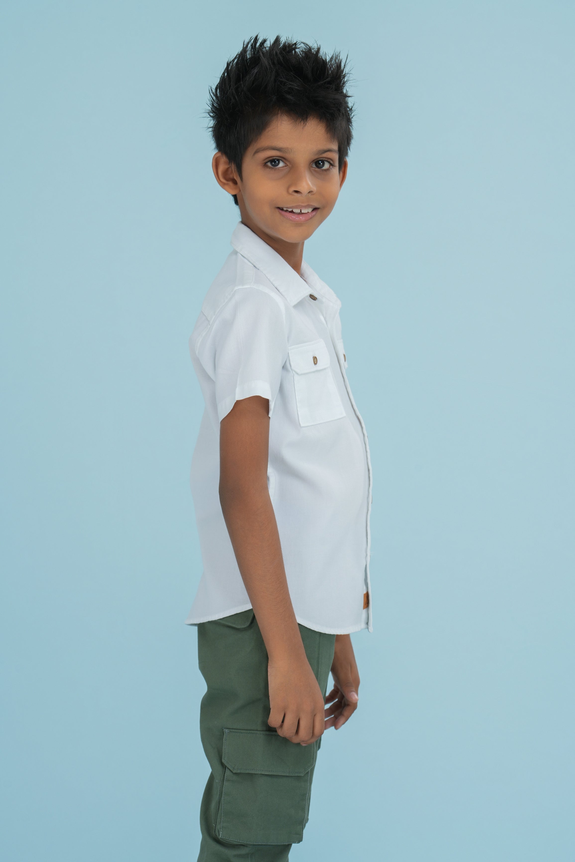 Kids' Normal Collar Cotton Shirt – White | AnationZ Junior