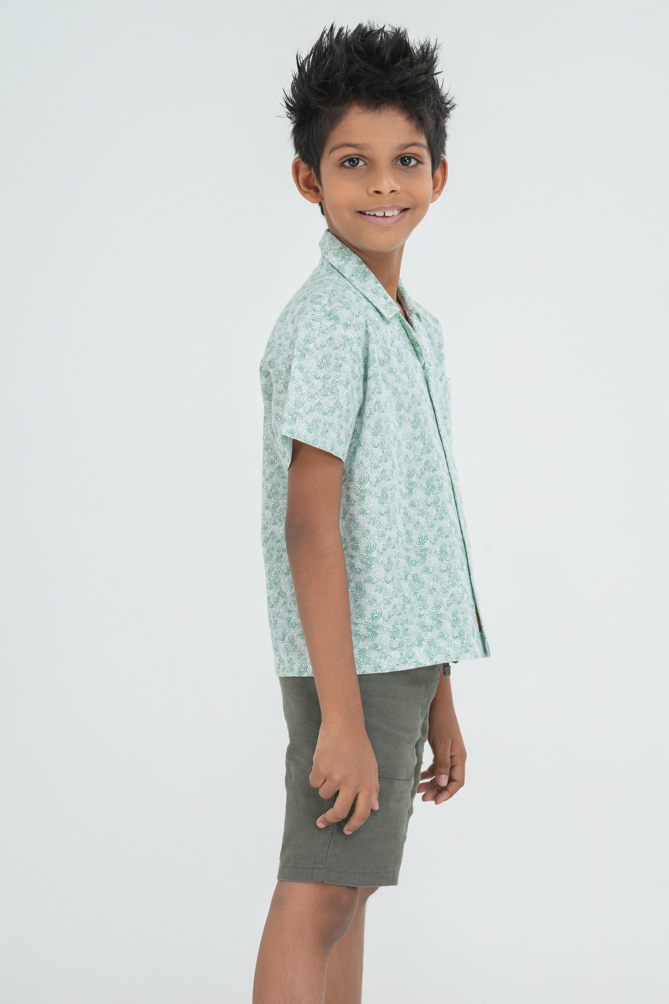 Kids’ Printed Shirt – Green Swirl | AnationZ Junior