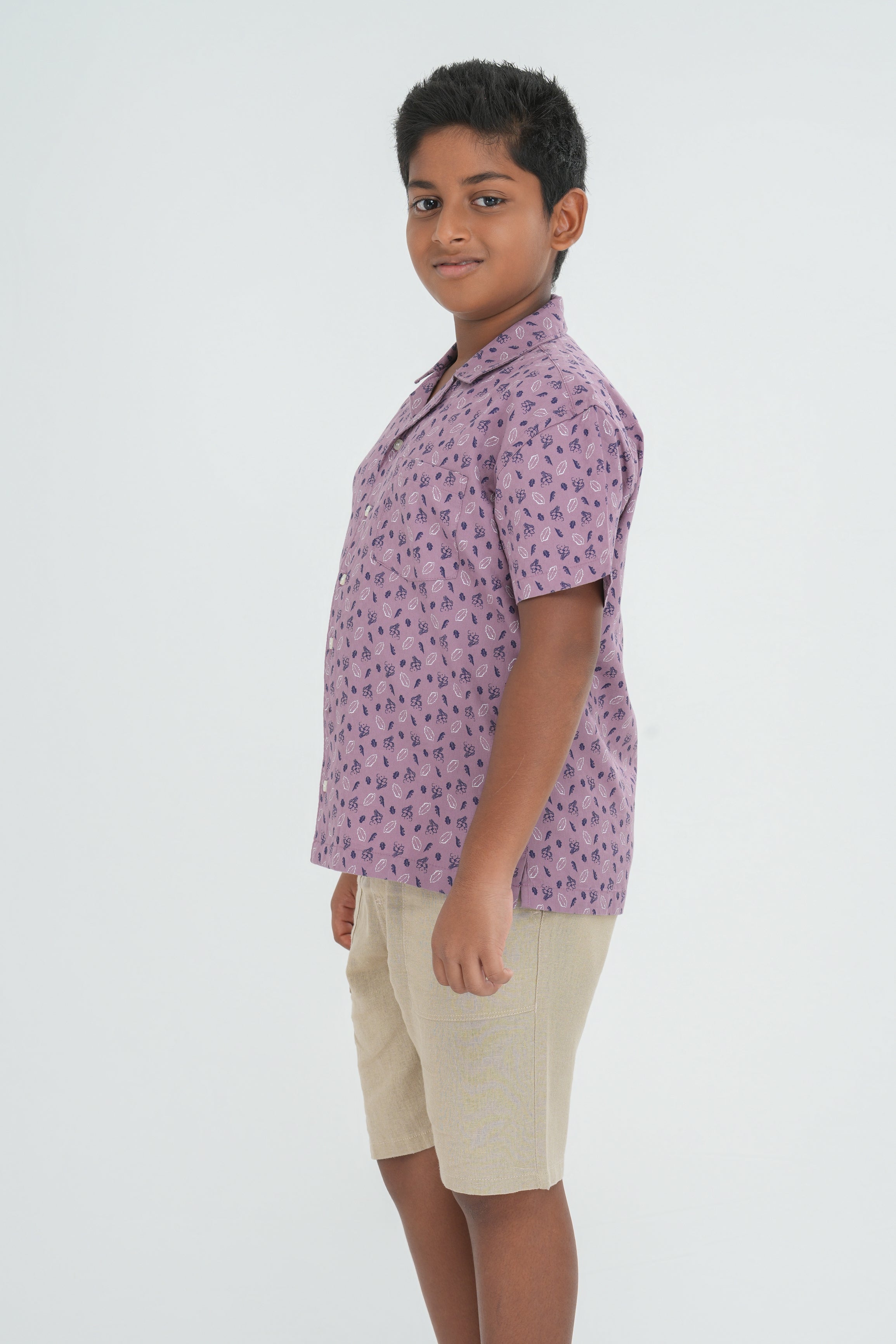 Kids’ Printed Shirt – Pink Sketch Floral | AnationZ Junior