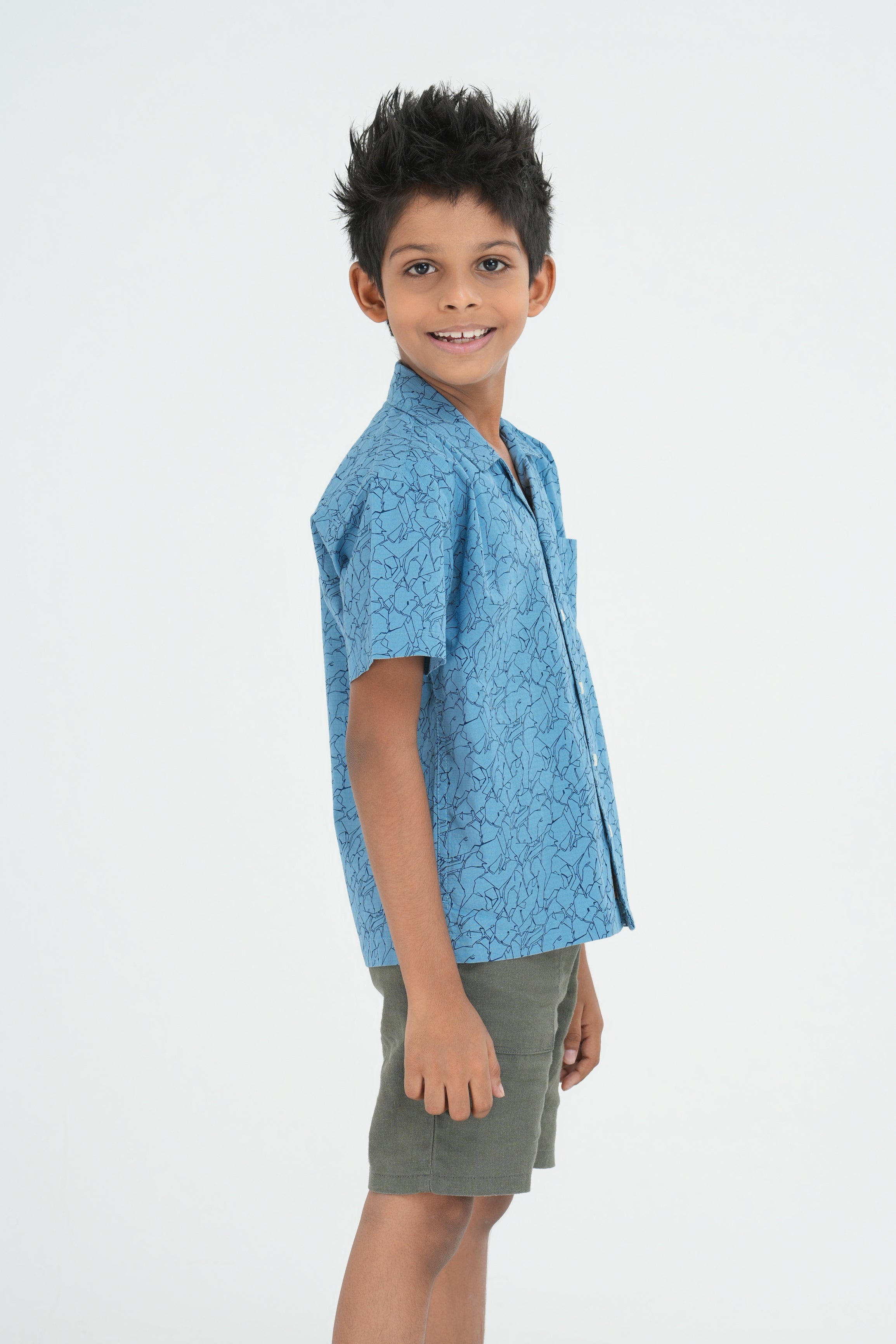 Kids’ Printed Shirt – Navy Scribble | AnationZ Junior