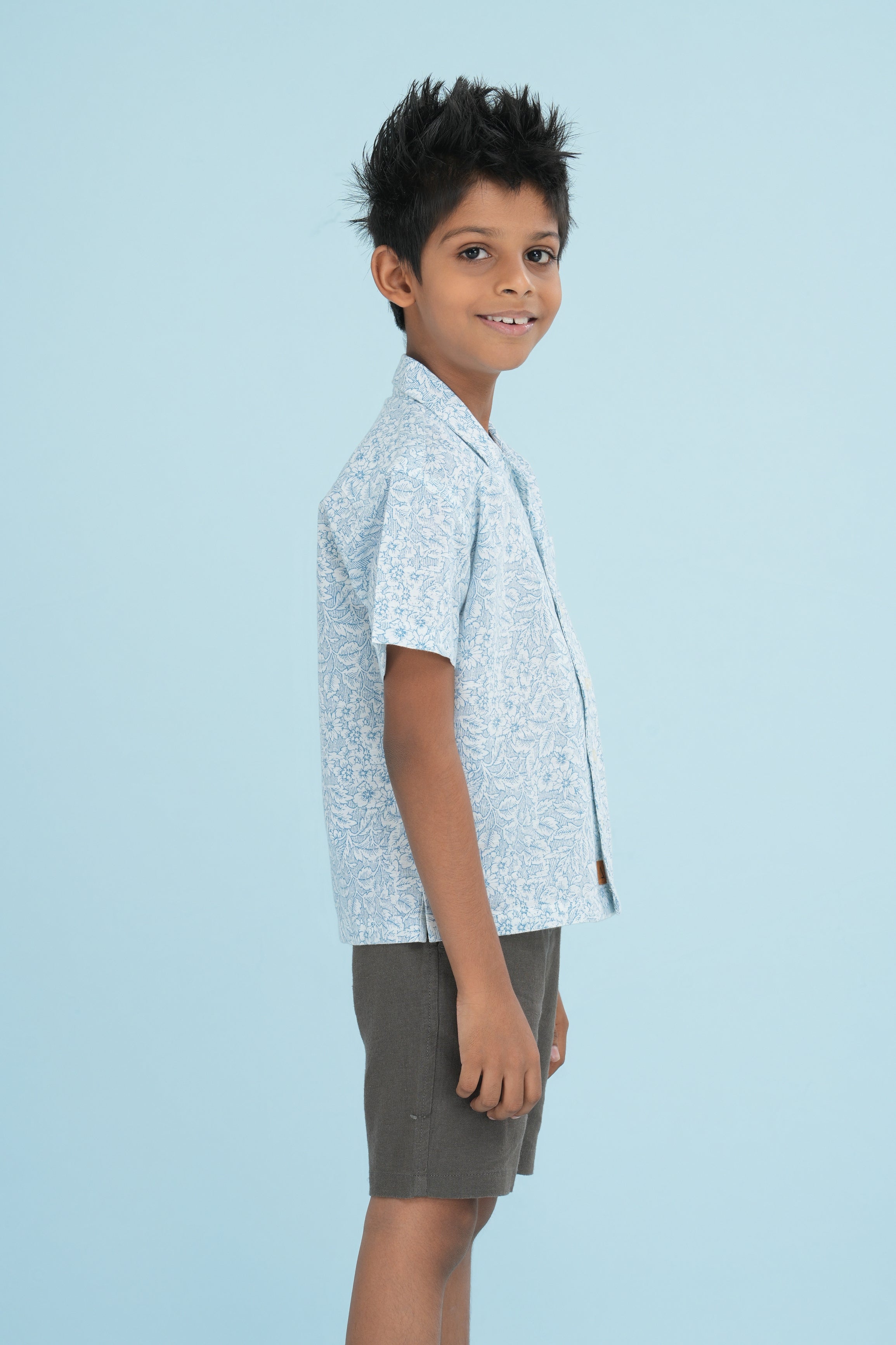 Kids’ Printed Shirt – Sky Leaf | AnationZ Junior