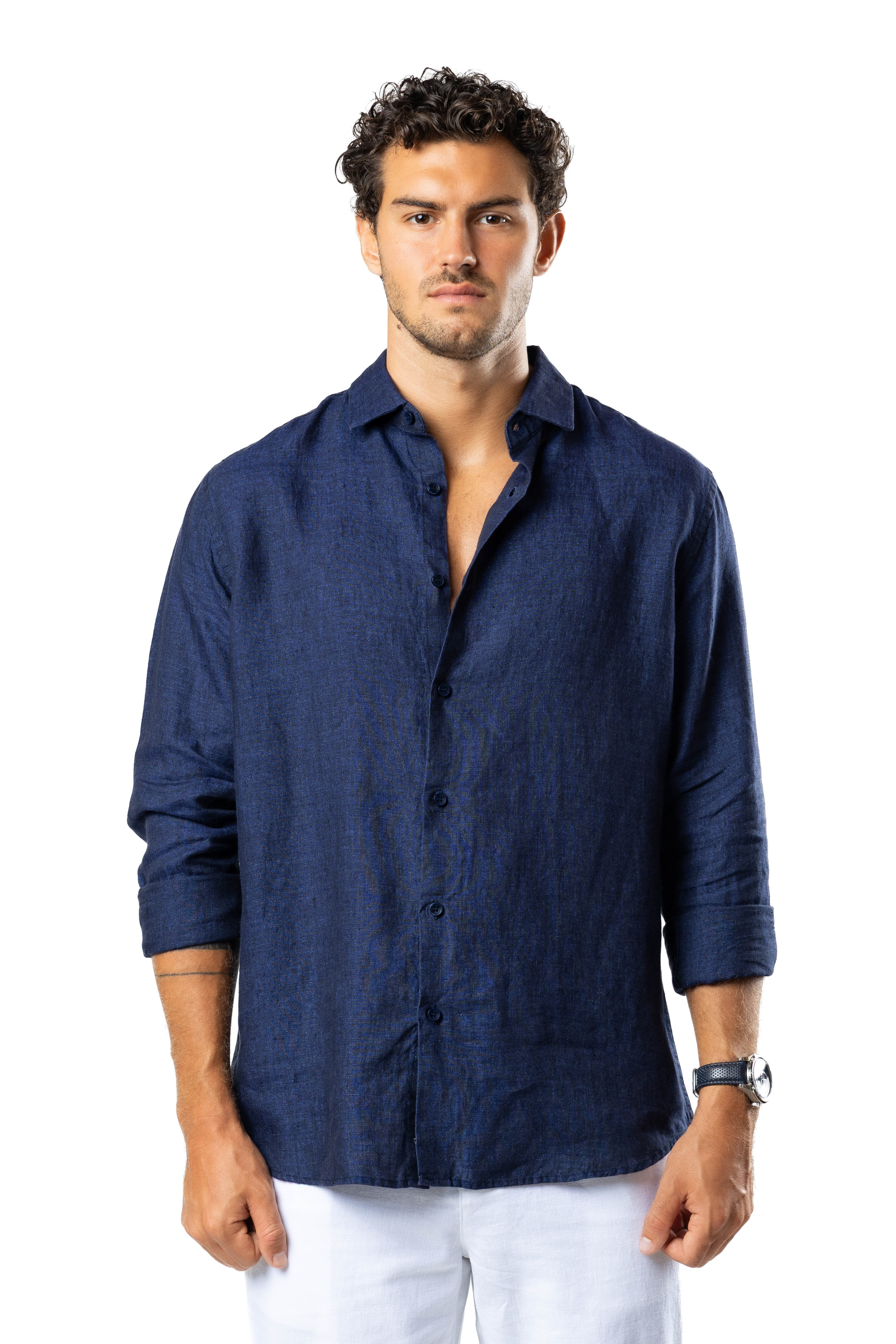 The Luxe Linen Shirt – Deep Navy