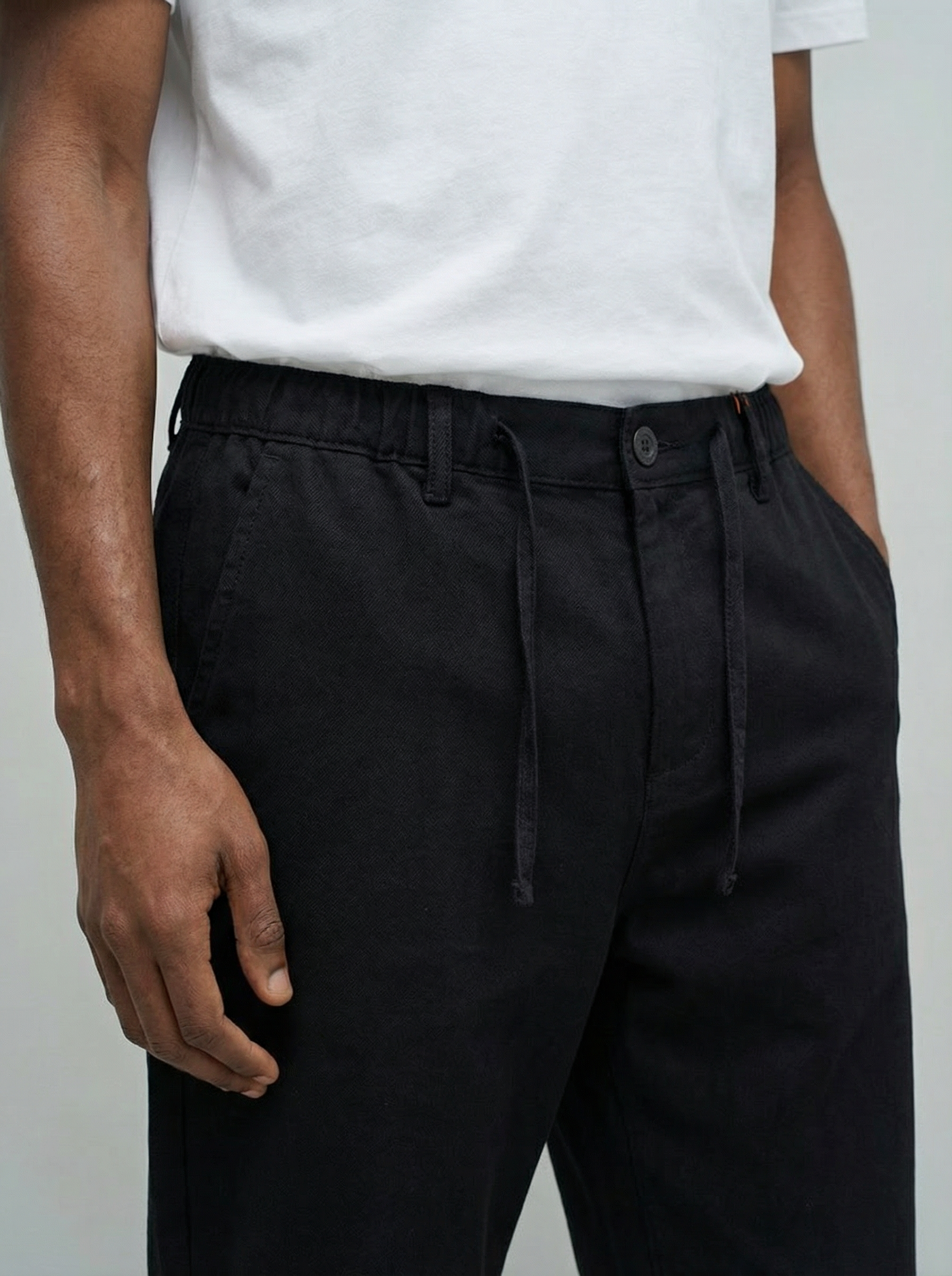 Linen Blend Relaxed Pant – Midnight Onyx