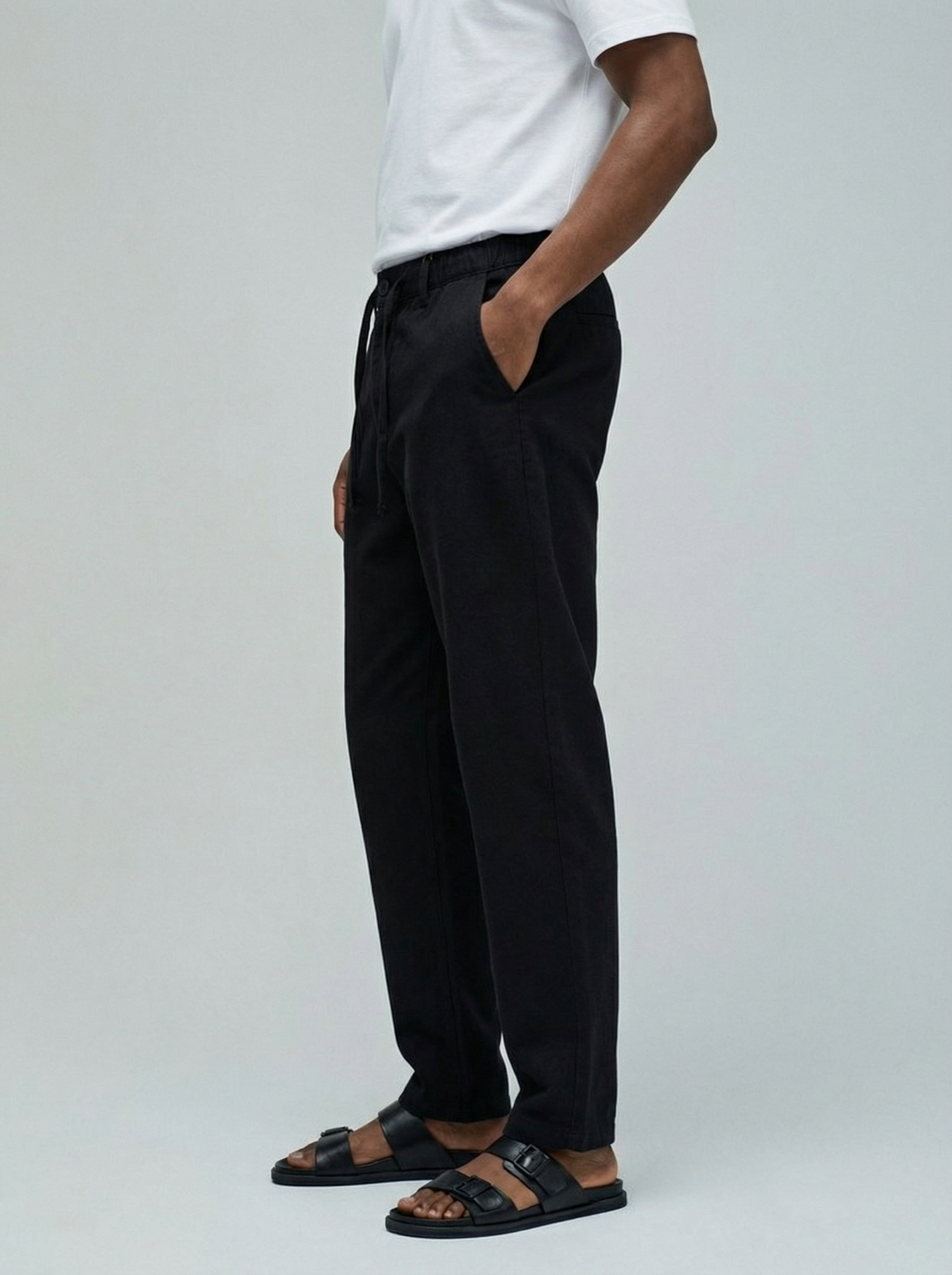 Linen Blend Relaxed Pant – Midnight Onyx