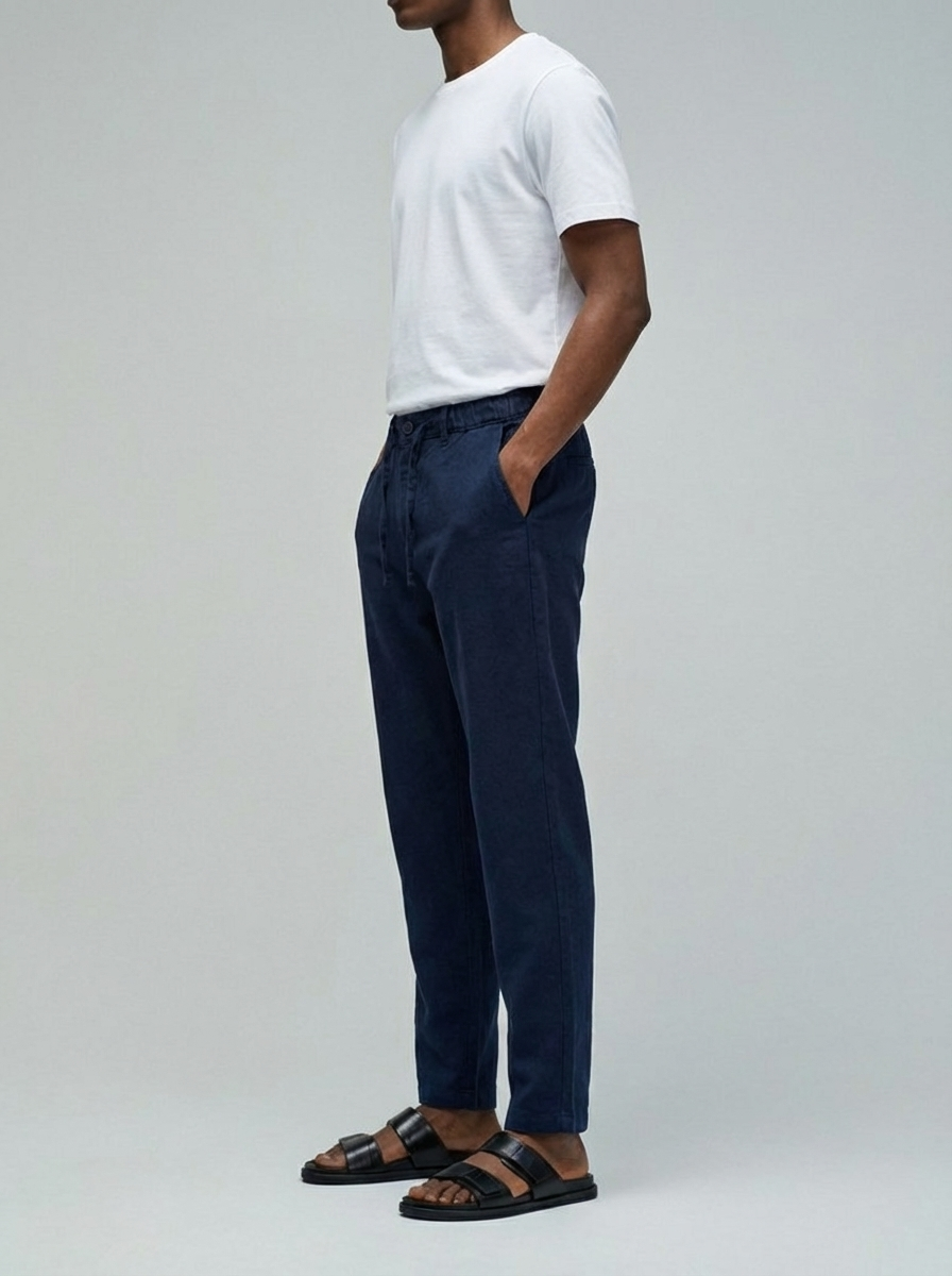 Linen Blend Relaxed Pant – Deep Atlantic