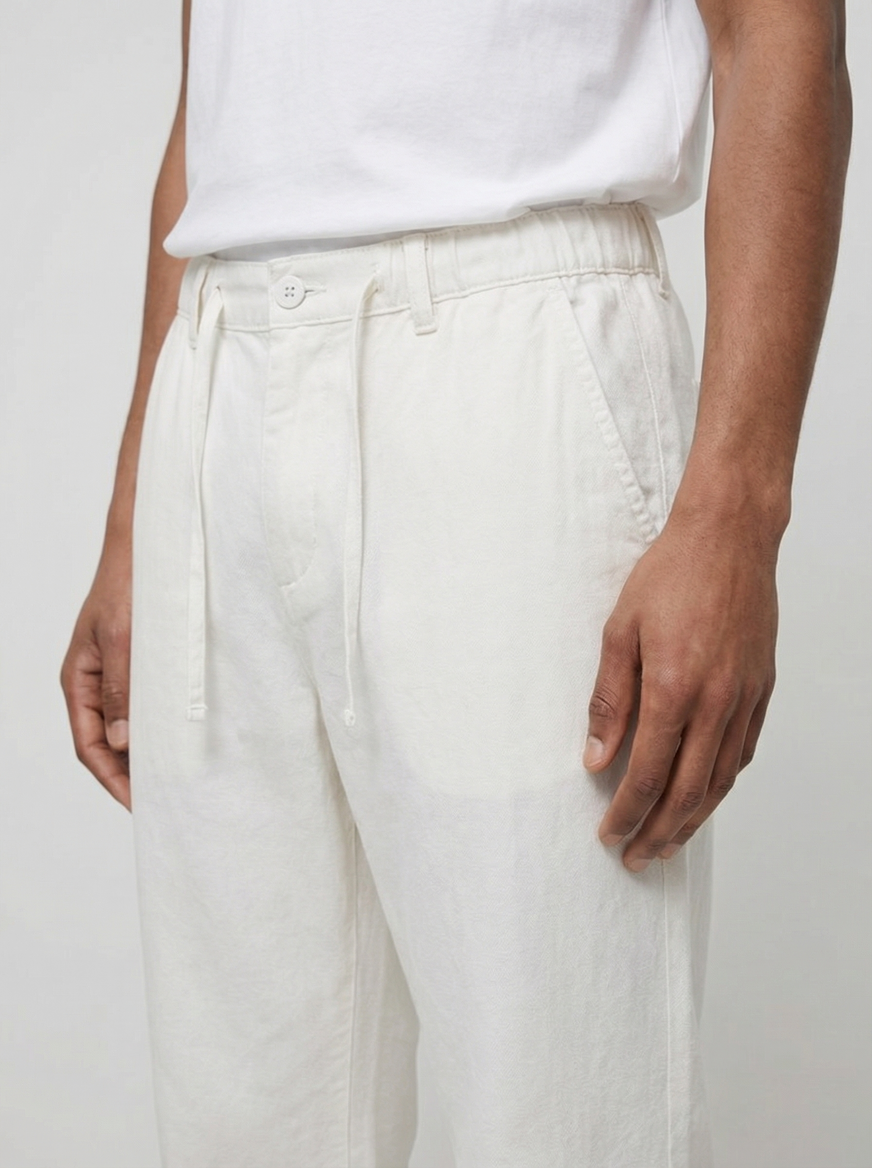 Linen Blend Relaxed Pant – Ivory Mist