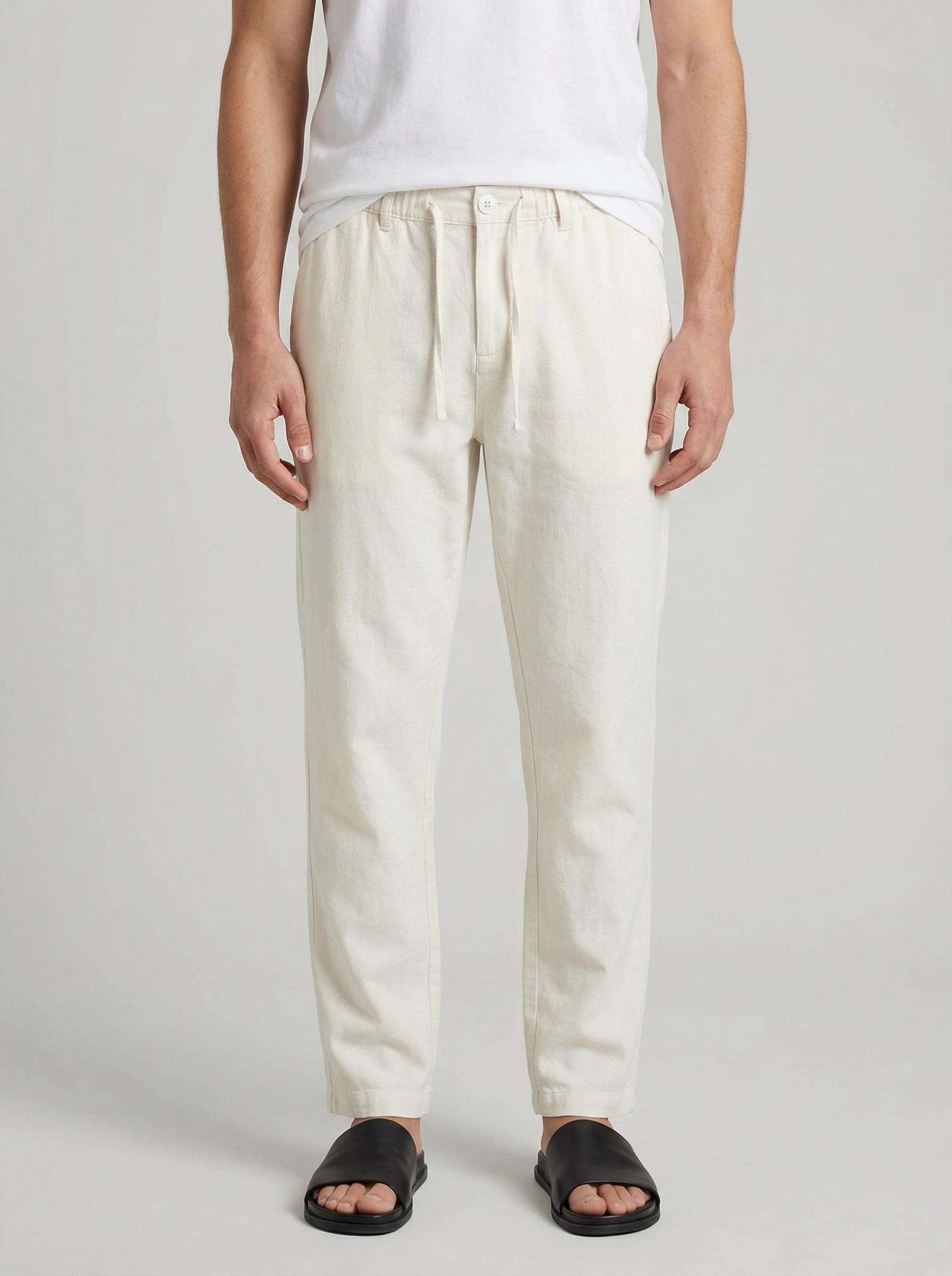 Linen Blend Relaxed Pant – Ivory Mist